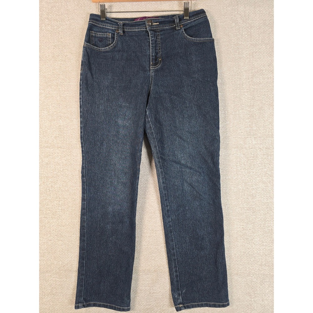 Gloria Vanderbilt Amanda High Rise Straight Leg Jeans Womens 8 Short Dark Wash